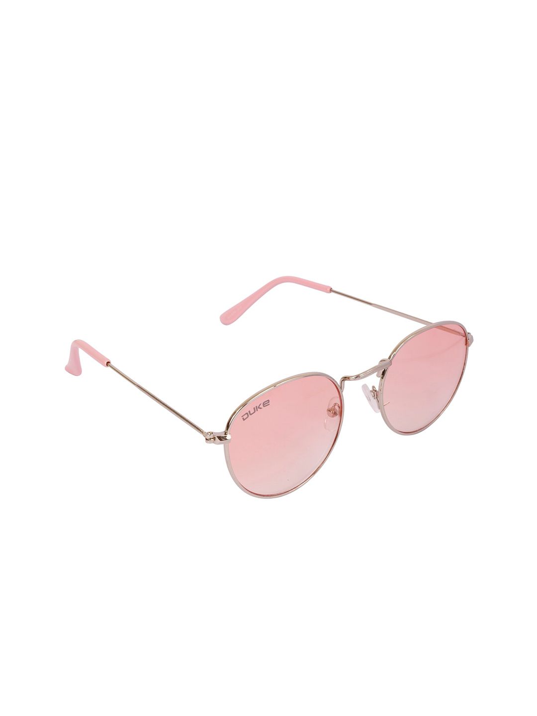 Duke Unisex Pink Lens & Gold-Toned Round Sunglasses with UV Protected Lens Price in India