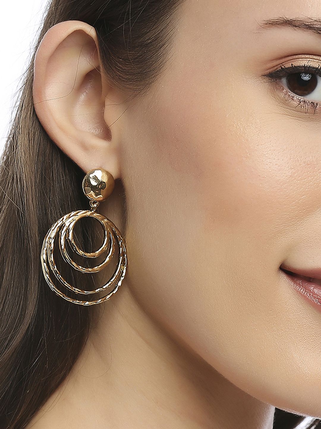 Lilly & sparkle Gold-Plated Circular Drop Earrings Price in India
