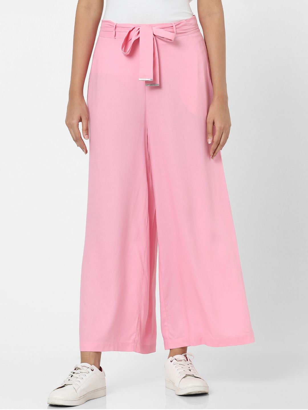 Vero Moda Women Pink Solid Parallel Trousers Price in India