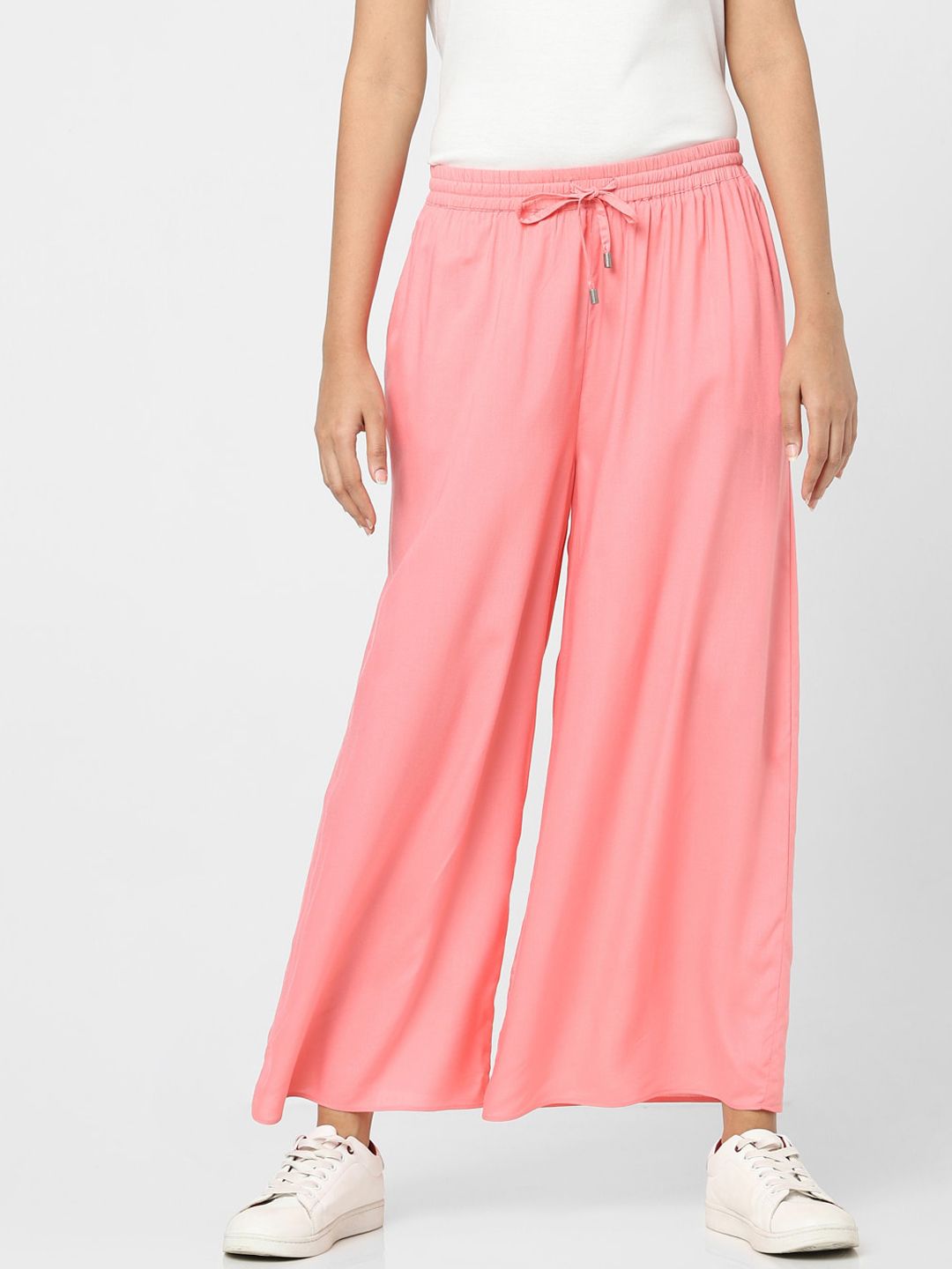 Vero Moda Women Rose Pink Pleated Trousers Price in India