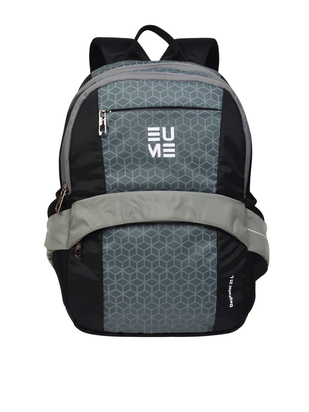 EUME Unisex Grey & Black Geometric Printed 15 Inch Laptop Backpack Price in India