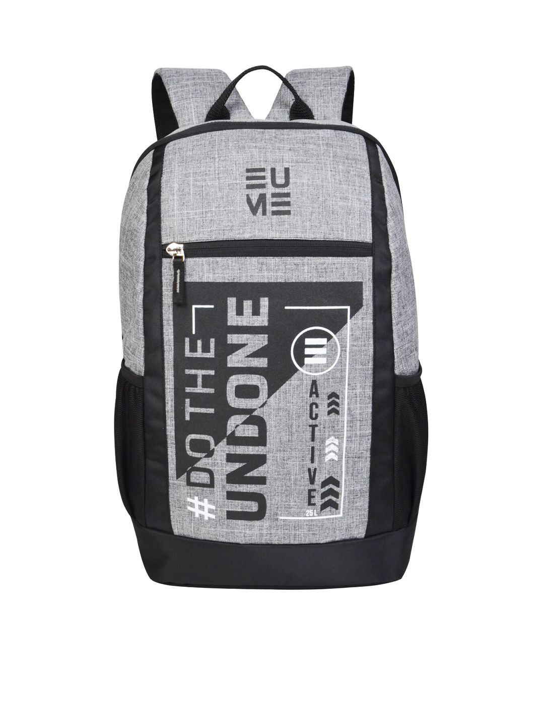 EUME Unisex Grey & Black Printed Backpack Price in India