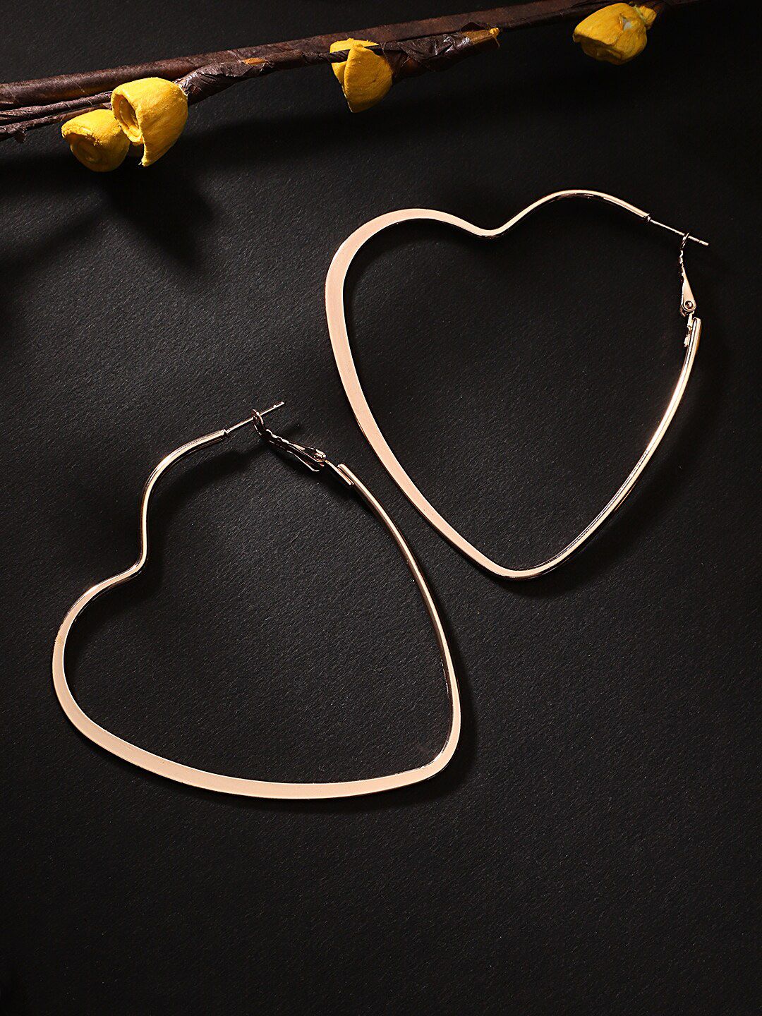 KACY Gold-Plated Heart Shaped Hoop Earrings Price in India