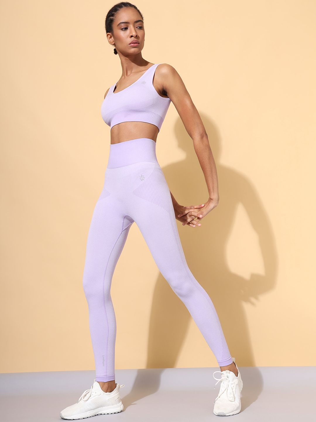 Cultsport Women Lavender Sweat-Wicking Workout Co-Ord Set