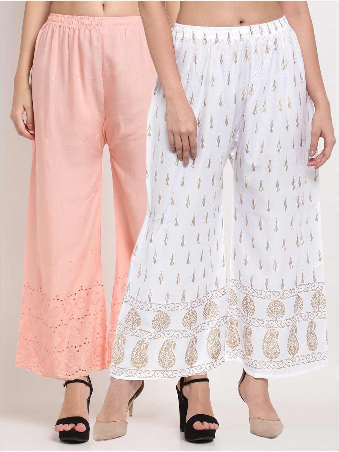 Miaz Lifestyle Women Pack of 2 Flared Knitted Ethnic Palazzos Price in India