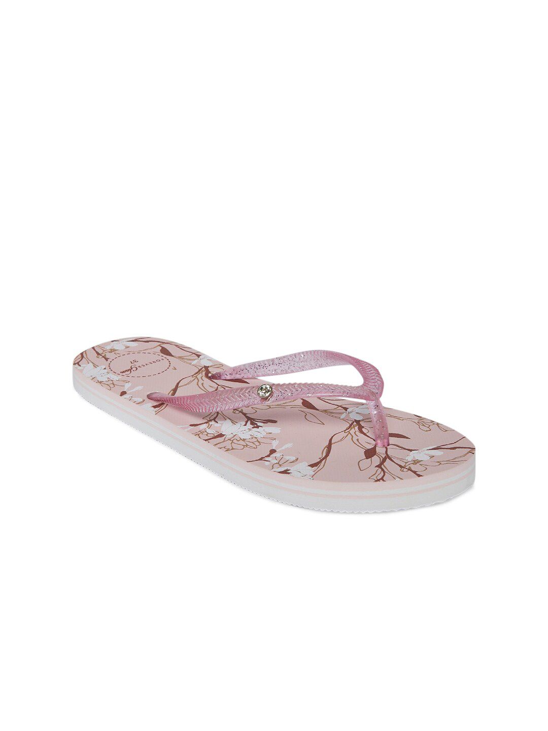 Forever Glam by Pantaloons Women Pink & White Printed Thong Flip-Flops Price in India