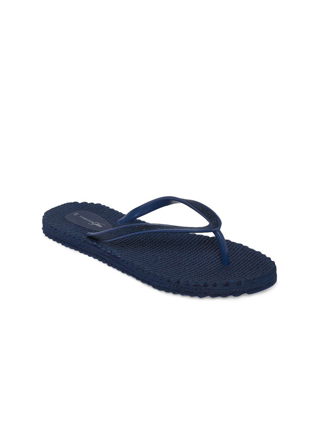 Forever Glam by Pantaloons Women Navy Blue Embellished Thong Flip-Flops Price in India