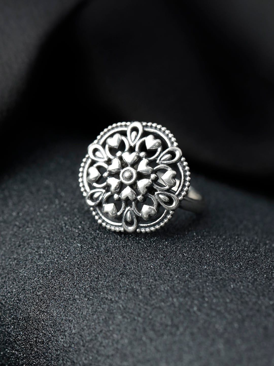 SHEER by Priyaasi Silver-Plated 925 Sterling Silver Oxidised Finger Ring Price in India