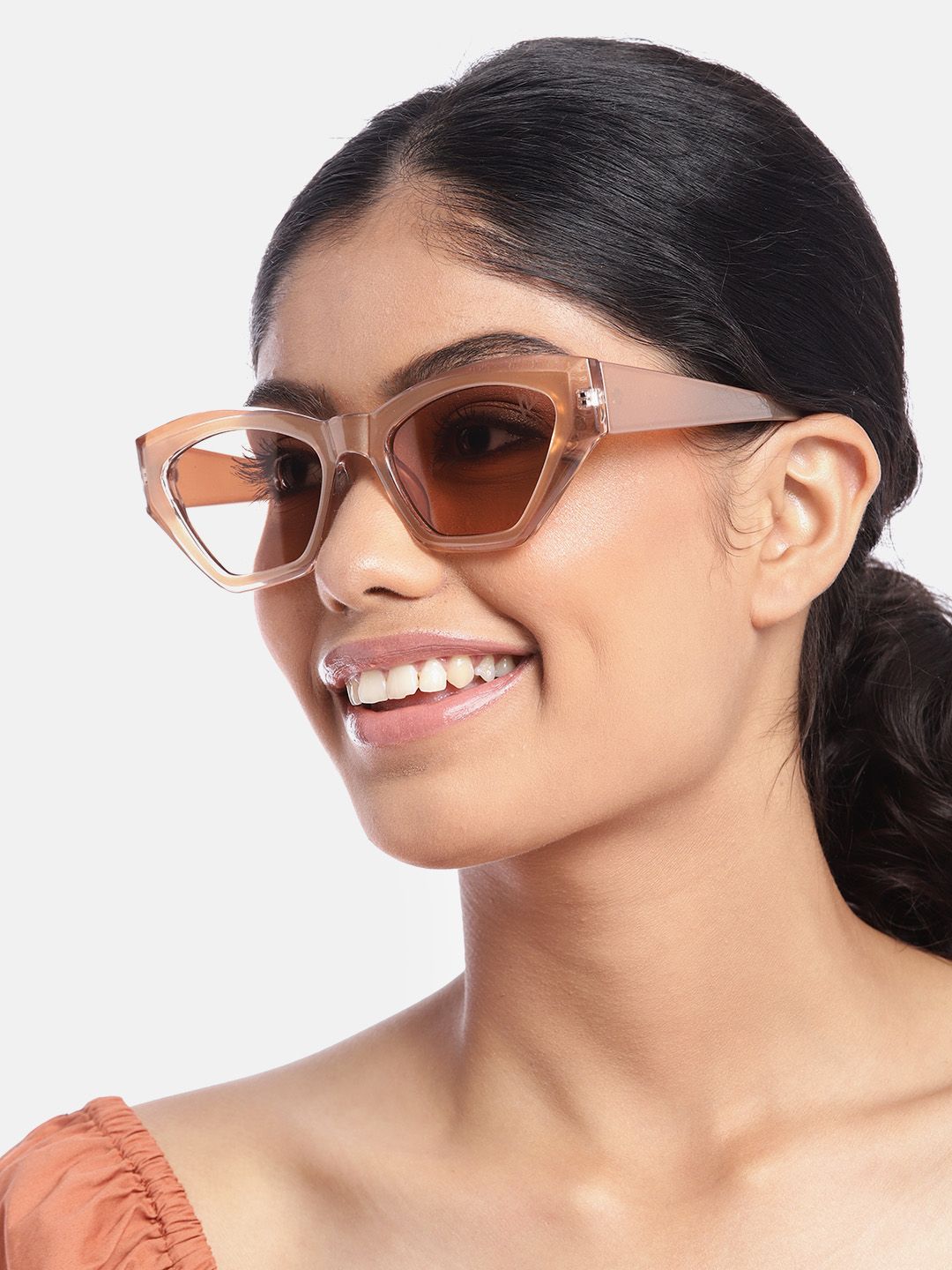 Voyage Women Brown Lens & Brown Cateye Sunglasses with UV Protected Lens Price in India