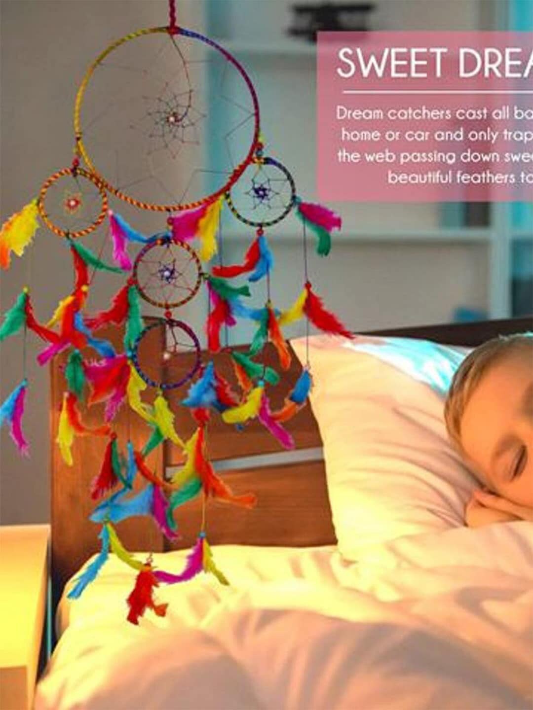 DULI Multi-Coloured Hanging with 5 Rings Dream Catcher Price in India