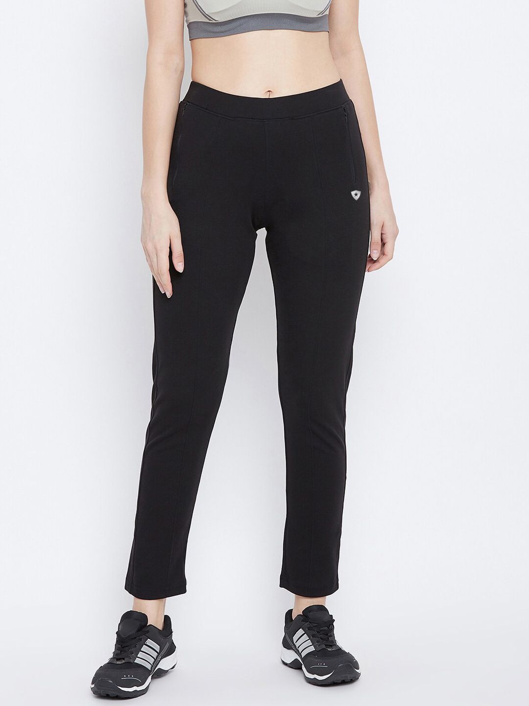 FRENCH FLEXIOUS Women Black Solid Track Pants Price in India