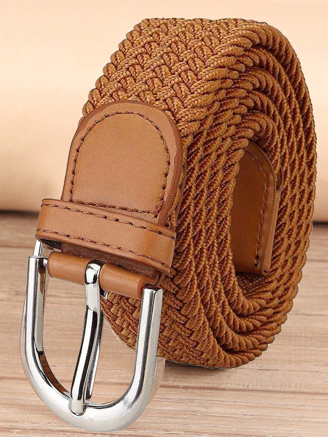 MONKS & KNIGHTS Unisex Tan Braided Belt Price in India