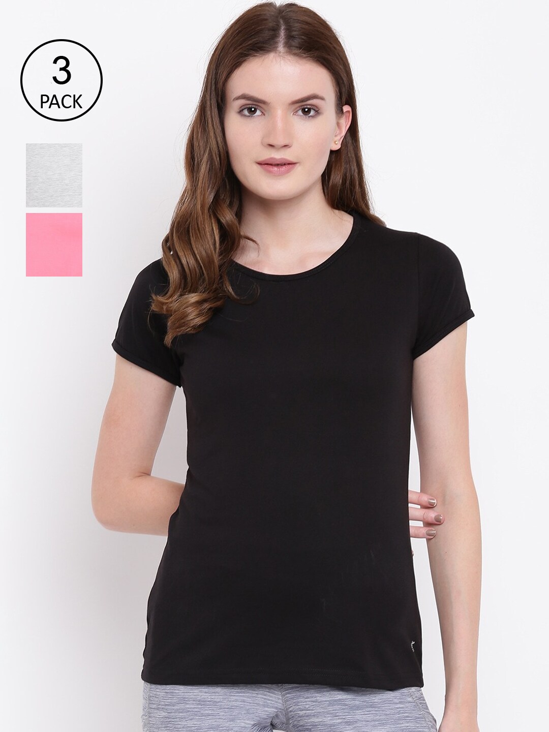 Kanvin Women Pack Of 3 Solid Lounge Tshirts Price in India