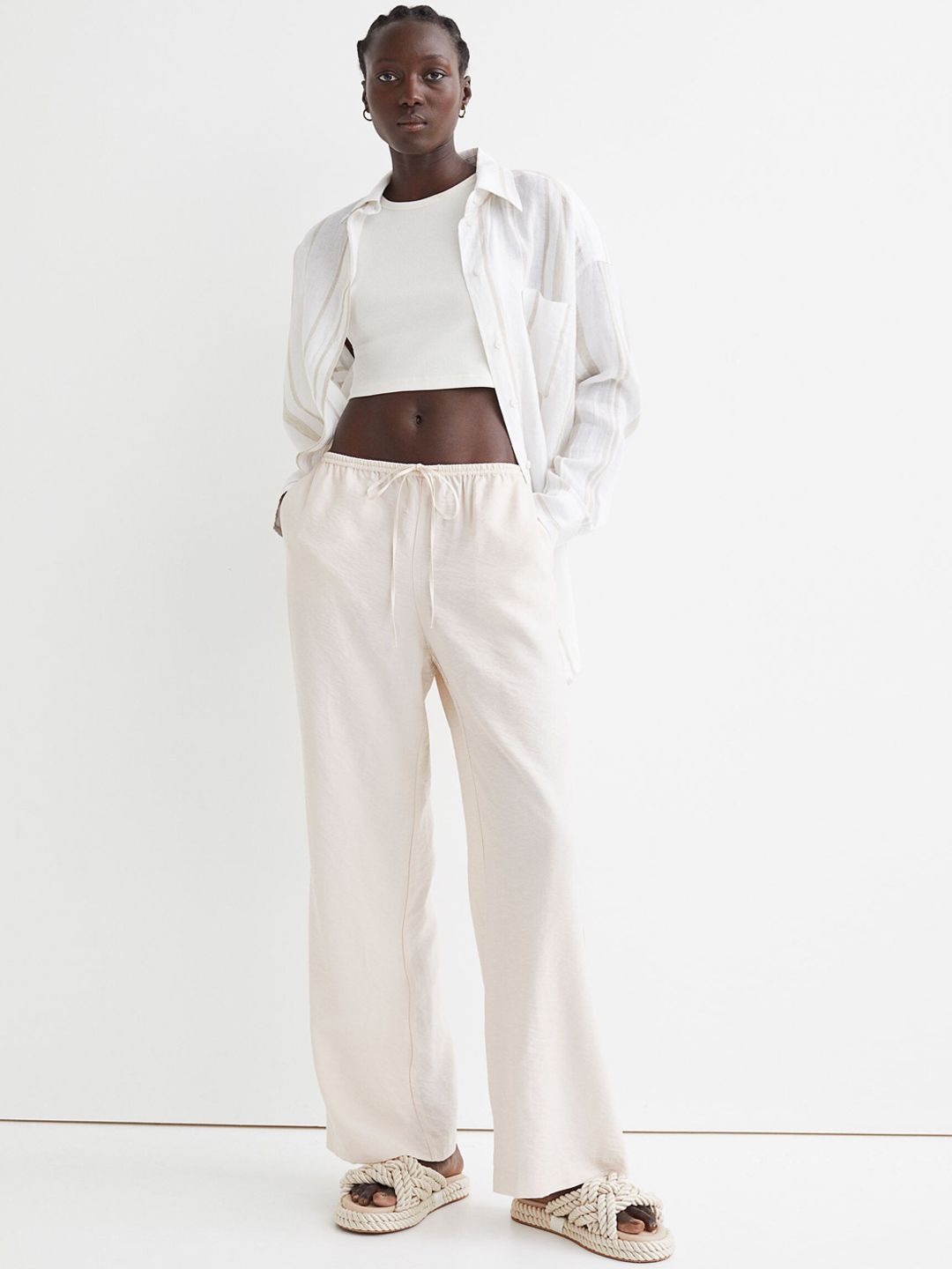 H&M Women Wide Satin Trousers Price in India