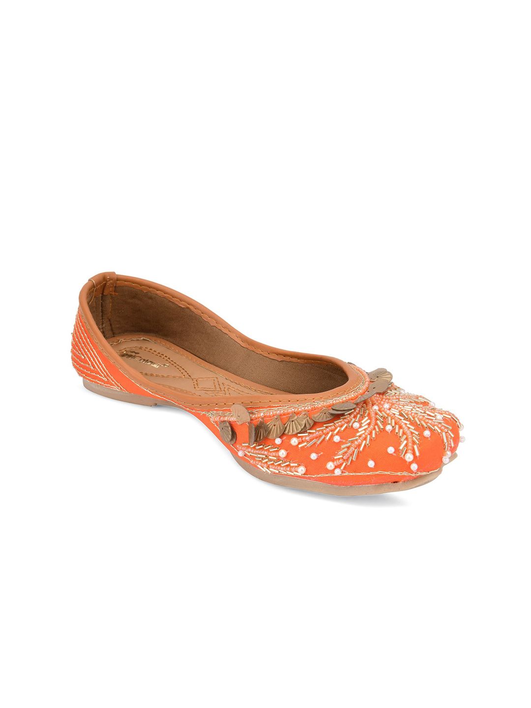 DESI COLOUR Women Off White Embellished Ethnic Ballerinas Flats