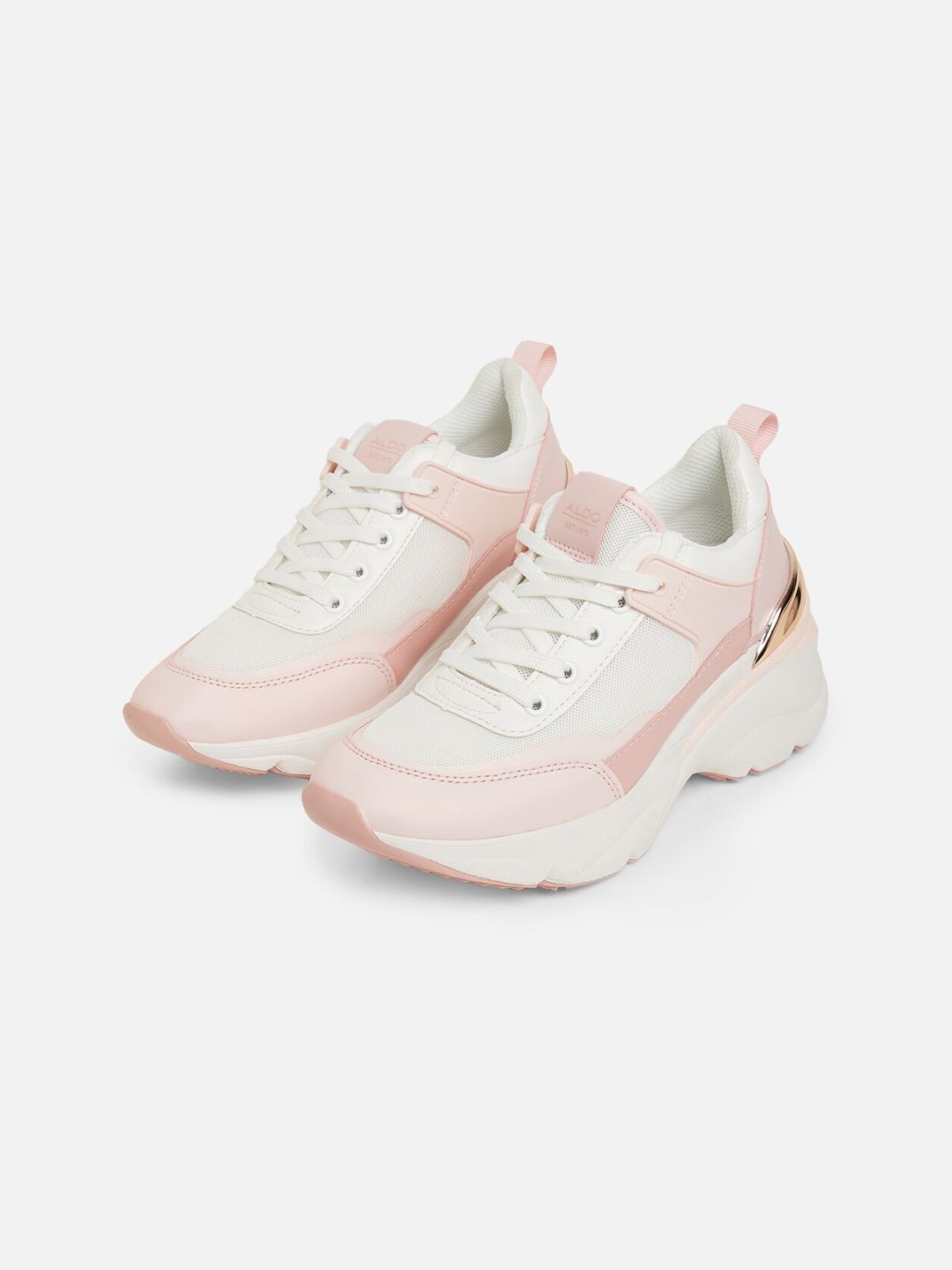 ALDO Women Pink & White Colourblocked Sneakers Price in India