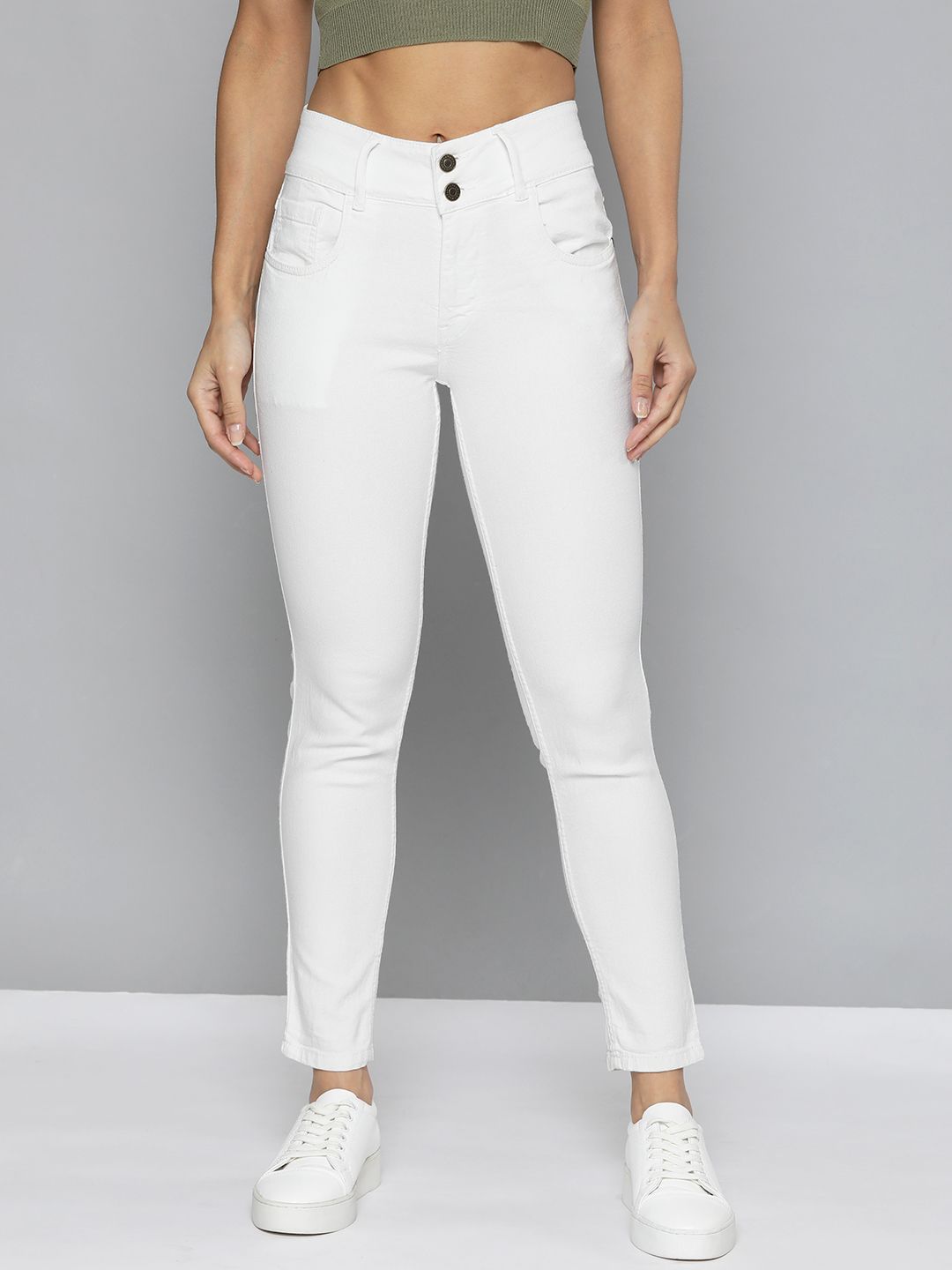 Harvard Women White Skinny Fit Stretchable Jeans Price in India