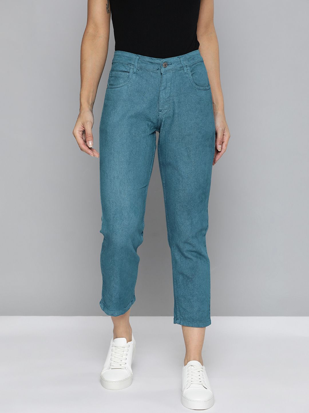 Harvard Women Teal Green Straight Fit Stretchable Jeans Price in India