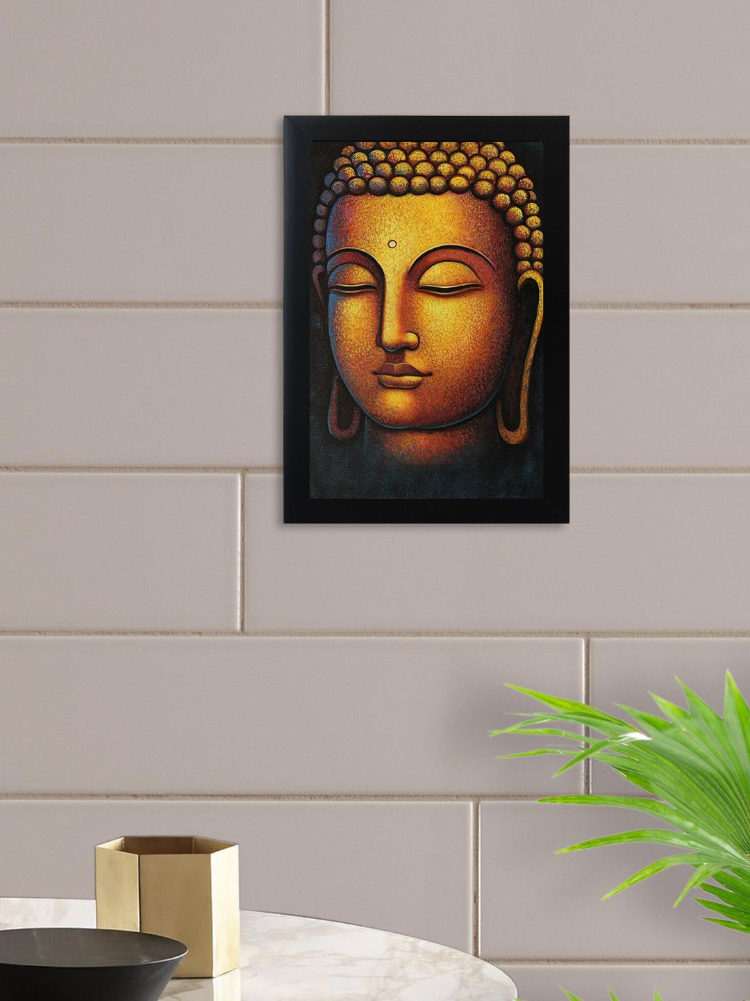 nest ART Bronze-Toned & Brown Gautam Buddha Painted Synthetic Wood Wall Art Price in India