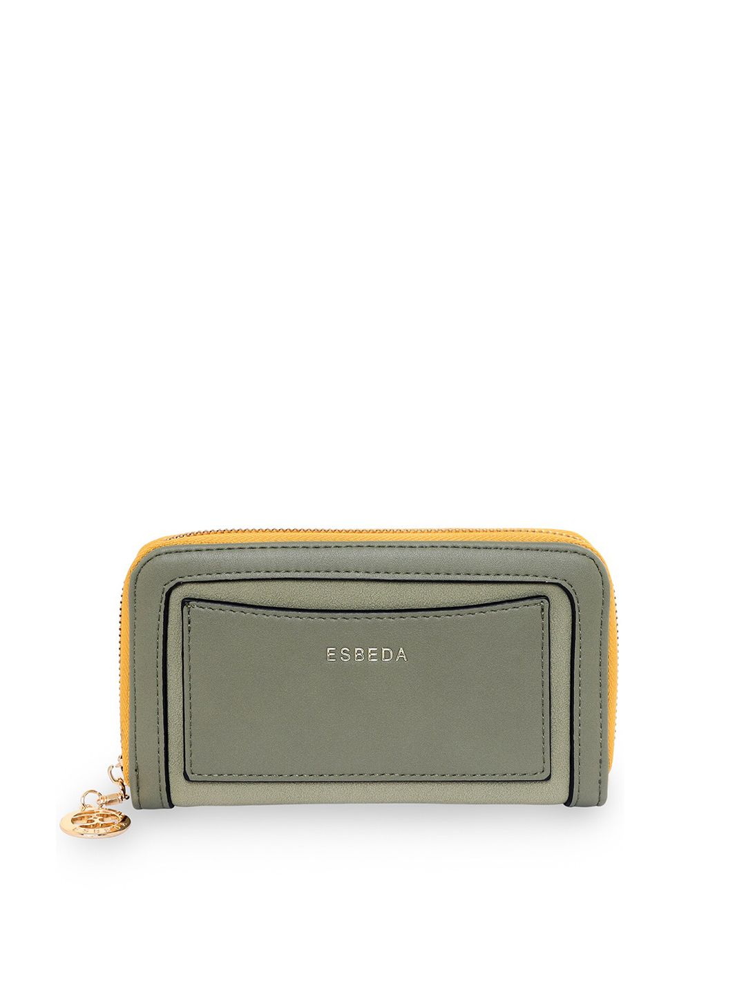 ESBEDA Women Olive Green Suede Zip Around Wallet Price in India