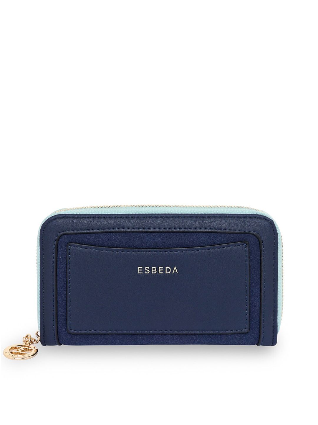 ESBEDA Women Blue Suede Zip Around Wallet Price in India