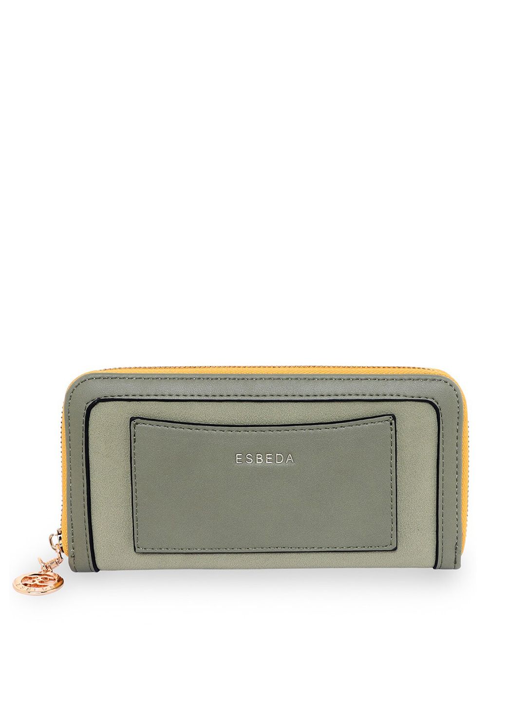 ESBEDA Women Olive Green Suede Zip Around Wallet Price in India