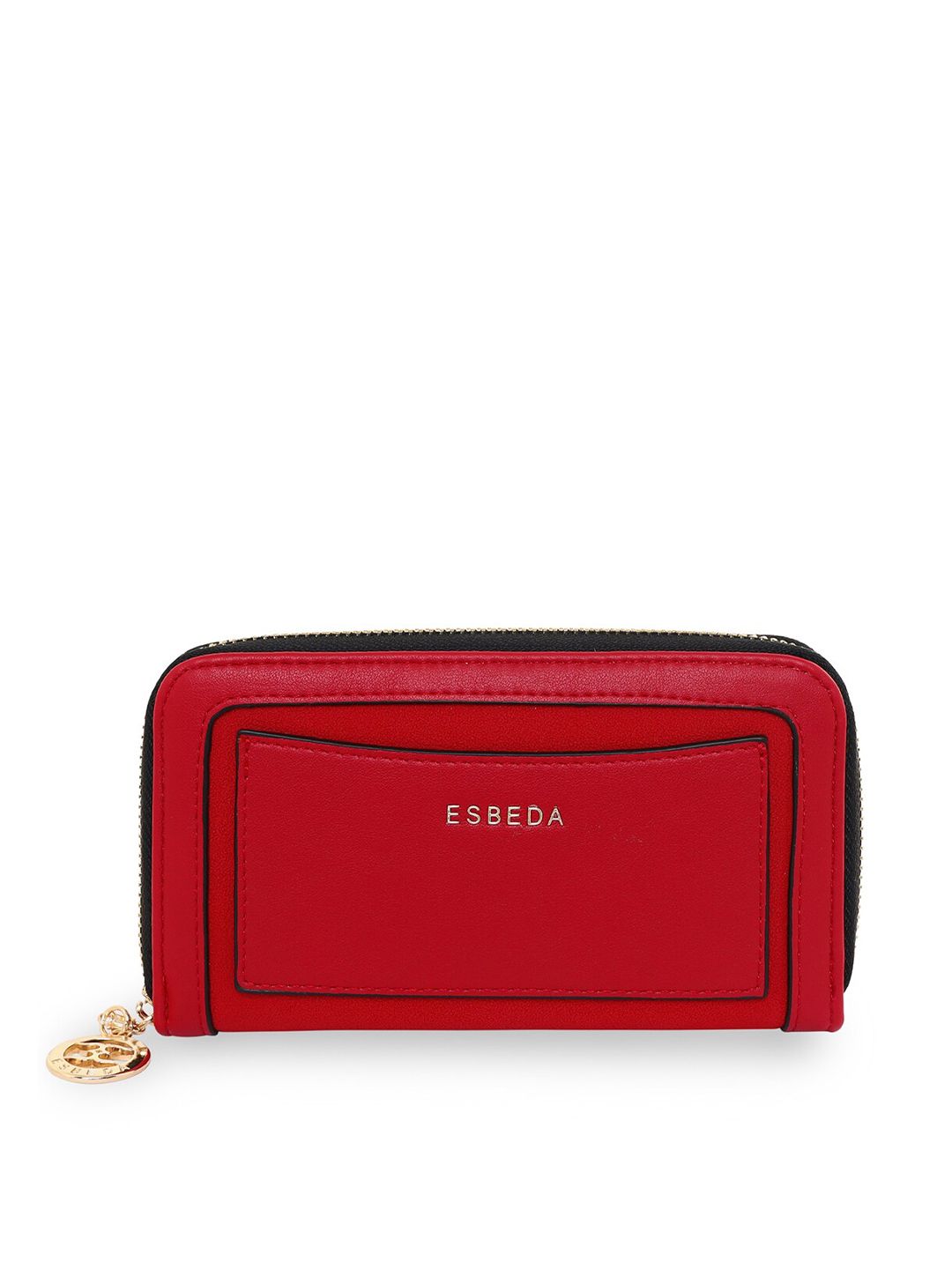 ESBEDA Women Red Suede Zip Around Wallet Price in India