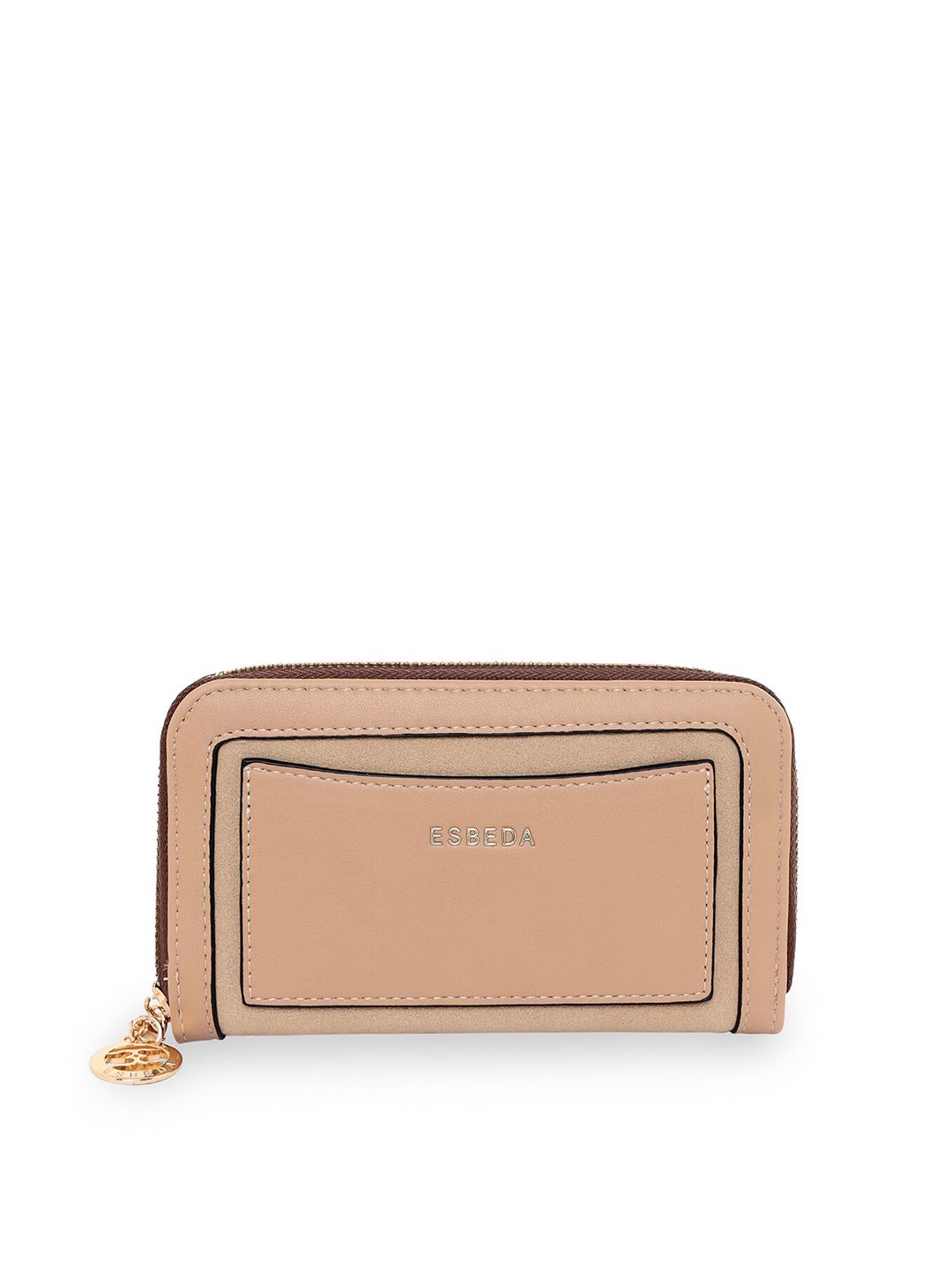 ESBEDA Women Beige Suede Zip Around Wallet Price in India