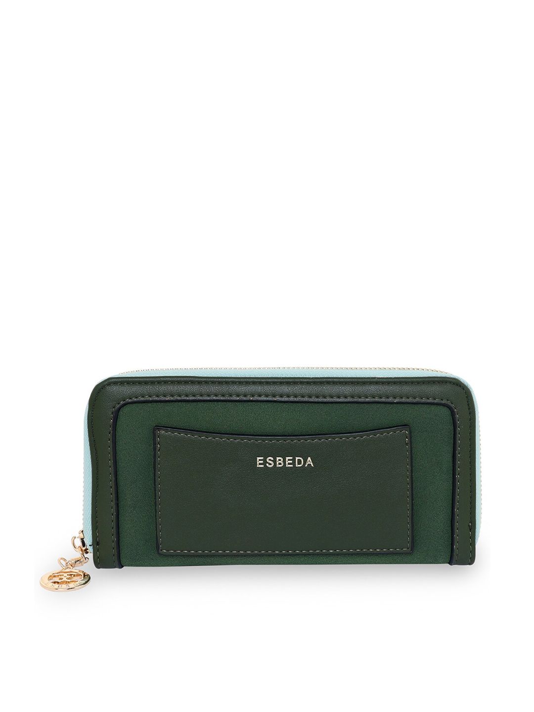 ESBEDA Women Green Suede Zip Around Wallet Price in India