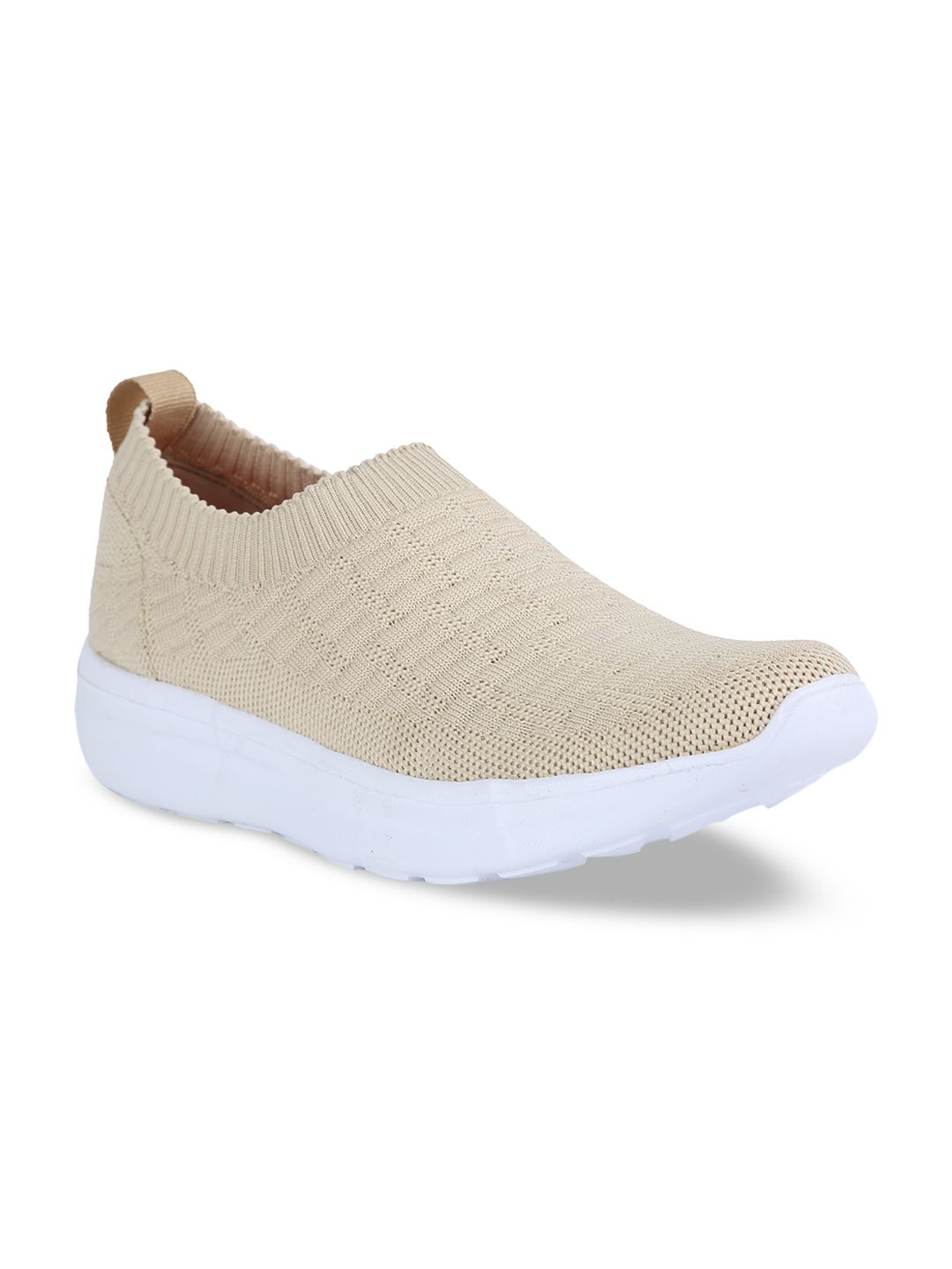 Ganuchi Women Beige Woven Design PU Slip-On Sneakers Price in India