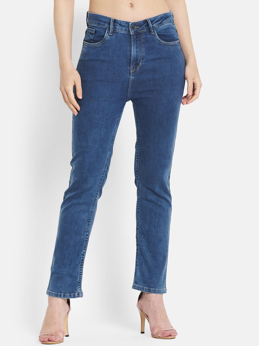 METTLE Women Blue Stretchable Mid Rise Jeans