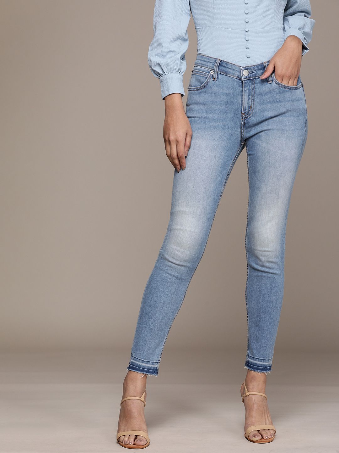 Calvin Klein Jeans Women Blue Body Slim Fit Heavy Fade Stretchable Casual Jeans Price in India