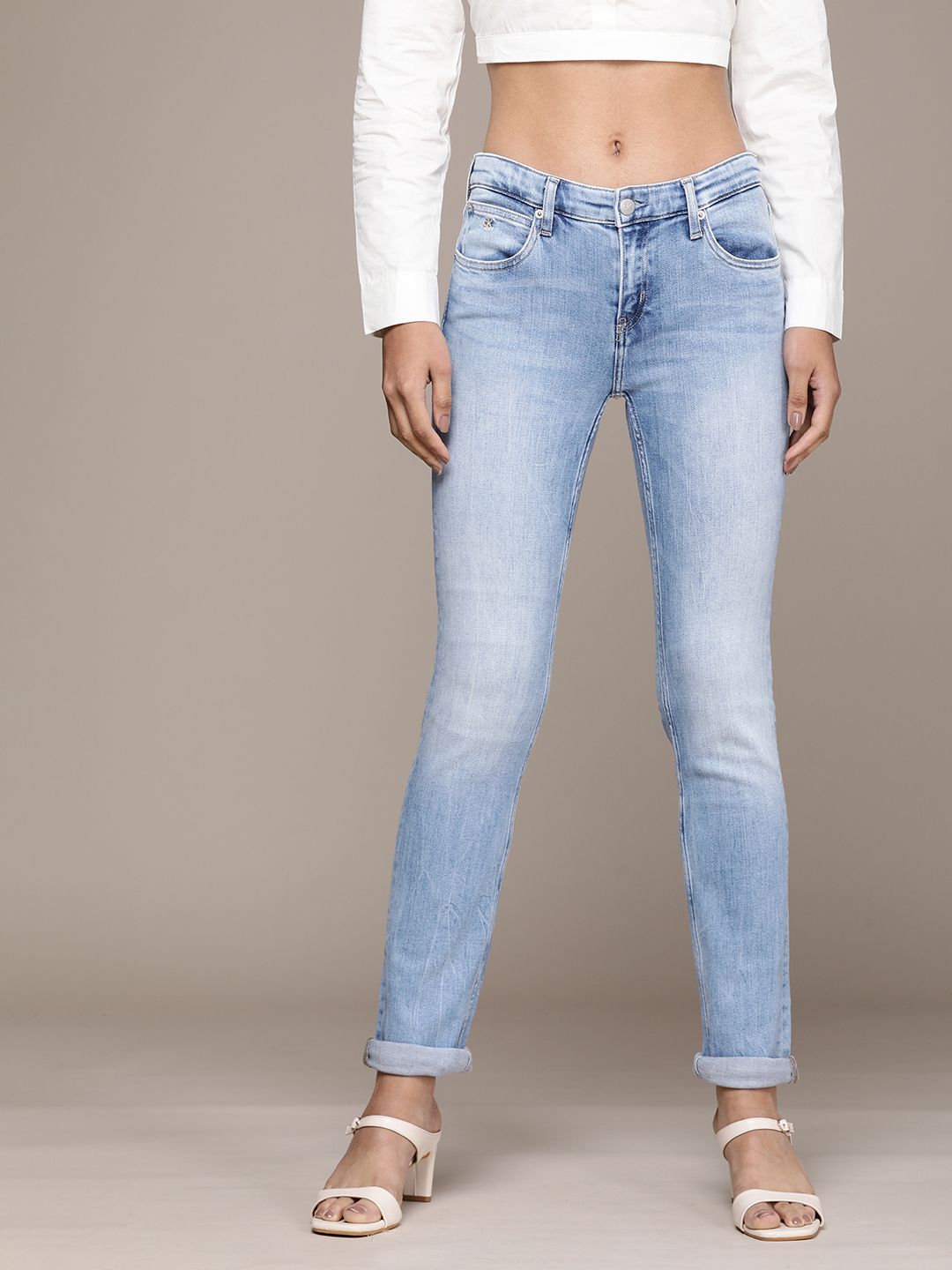 Calvin Klein Jeans Women Blue Body Slim Fit Light Fade Stretchable Casual Jeans Price in India