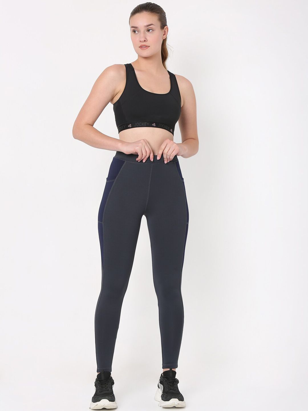 Smarty Pants Women Grey Solid Ankle Length Training Tights Price in India