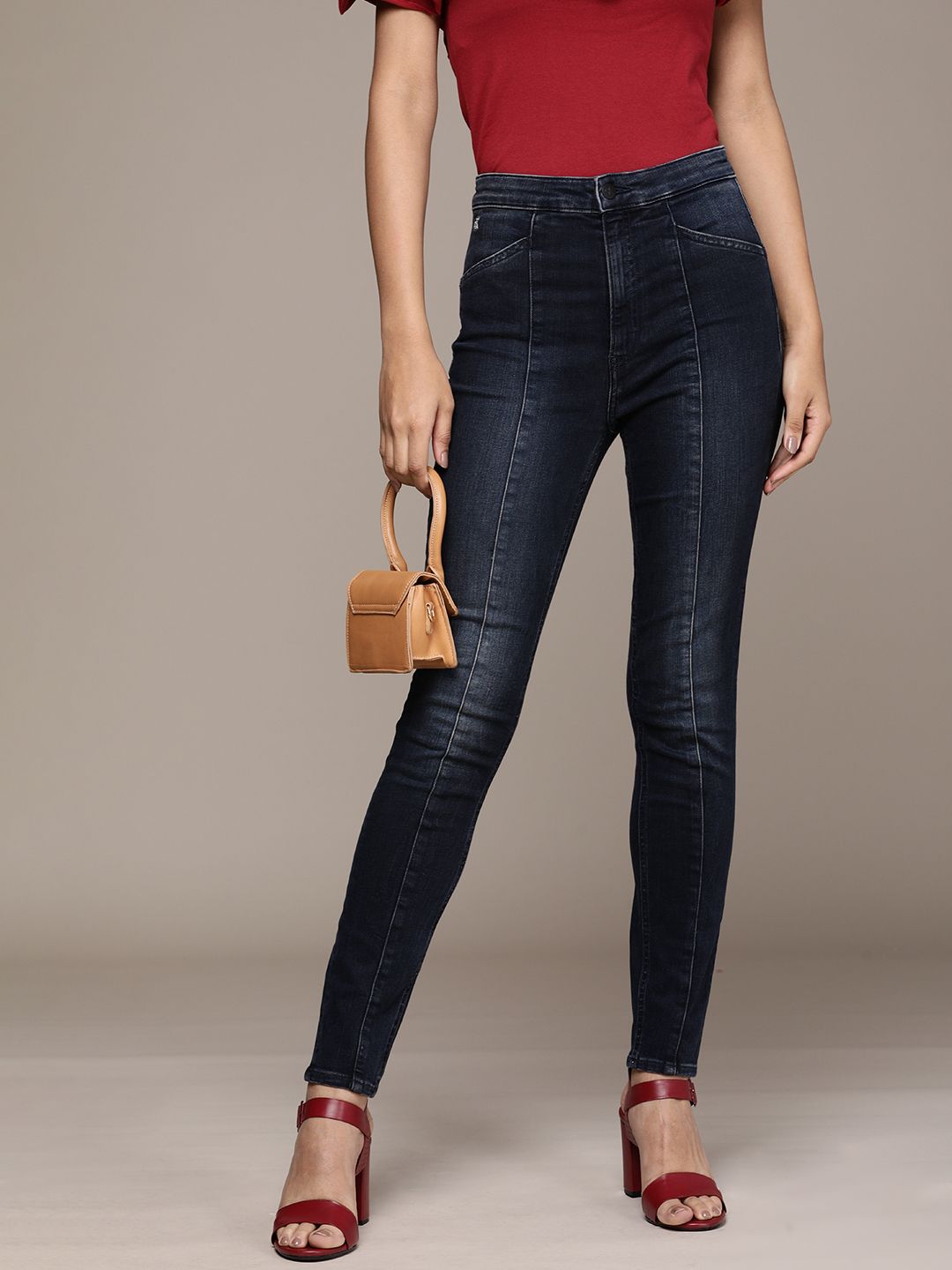 Calvin Klein Jeans Women Blue Skinny Fit High-Rise Heavy Fade Stretchable Casual Jeans Price in India