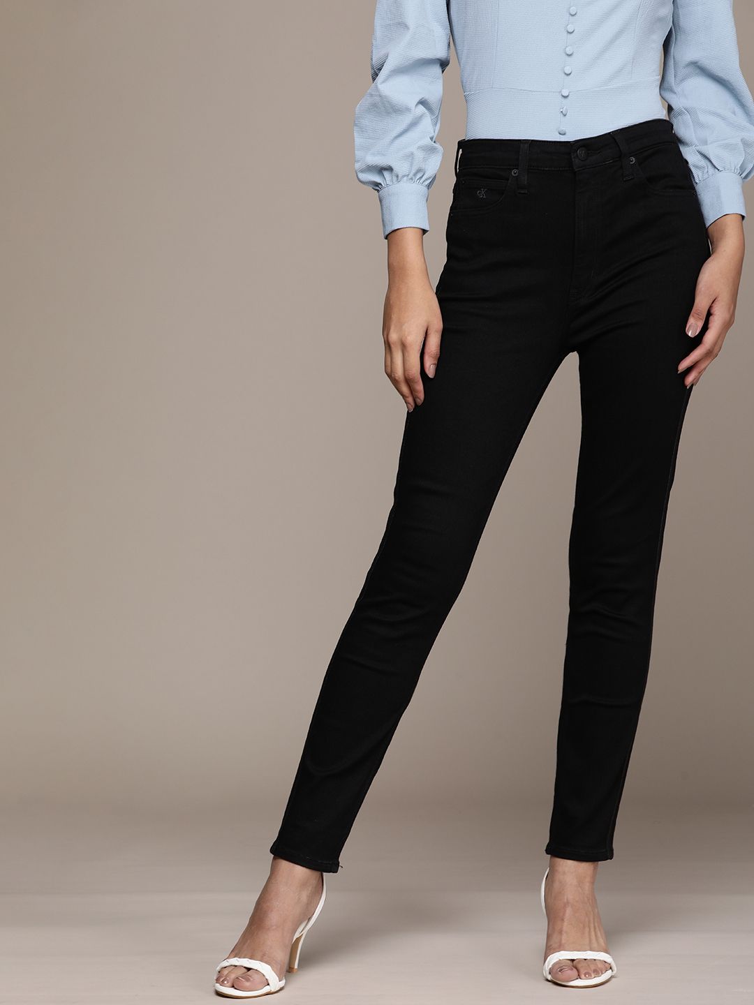 Calvin Klein Jeans Women Black Skinny Fit High-Rise Stretchable Casual Jeans Price in India