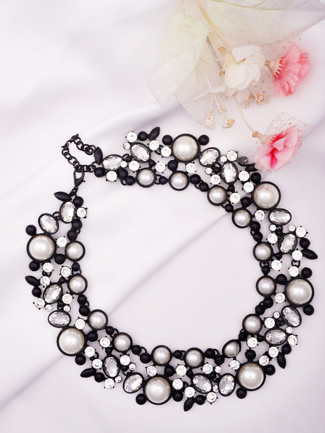 Ferosh Black & White Choker Necklace Price in India