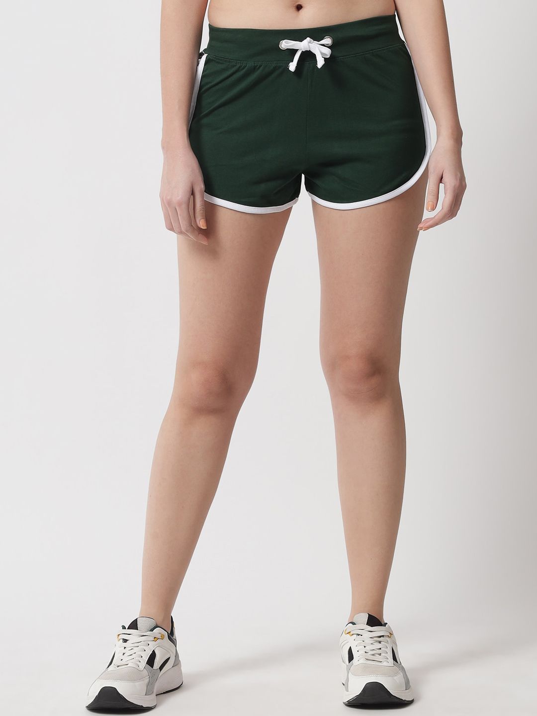 The Dry State Women Green Loose Fit Outdoor Hot Pants Cotton Shorts Price in India