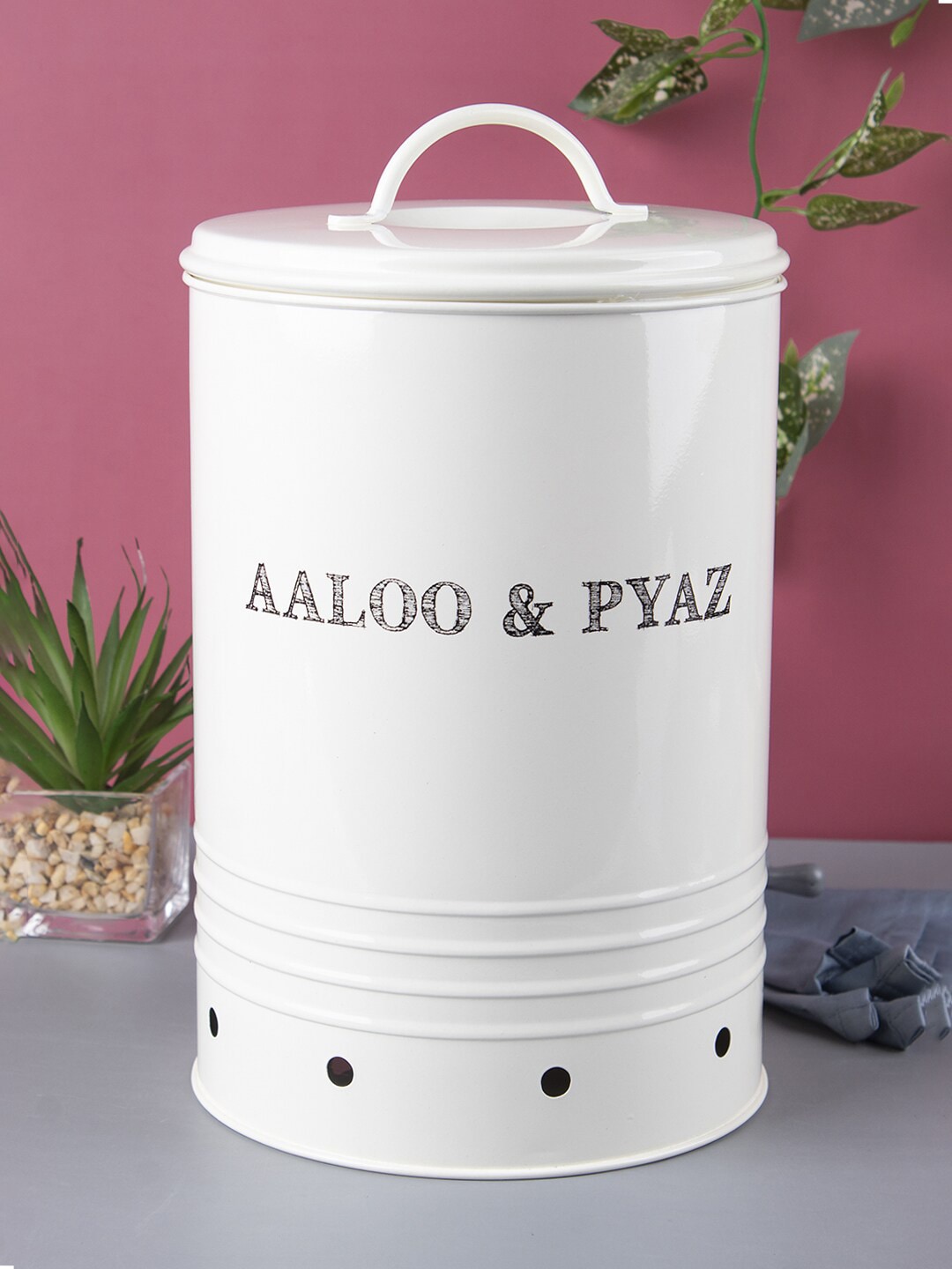 MARKET99  White Solid Cylindrical Aloo & Pyaaz Jar Price in India