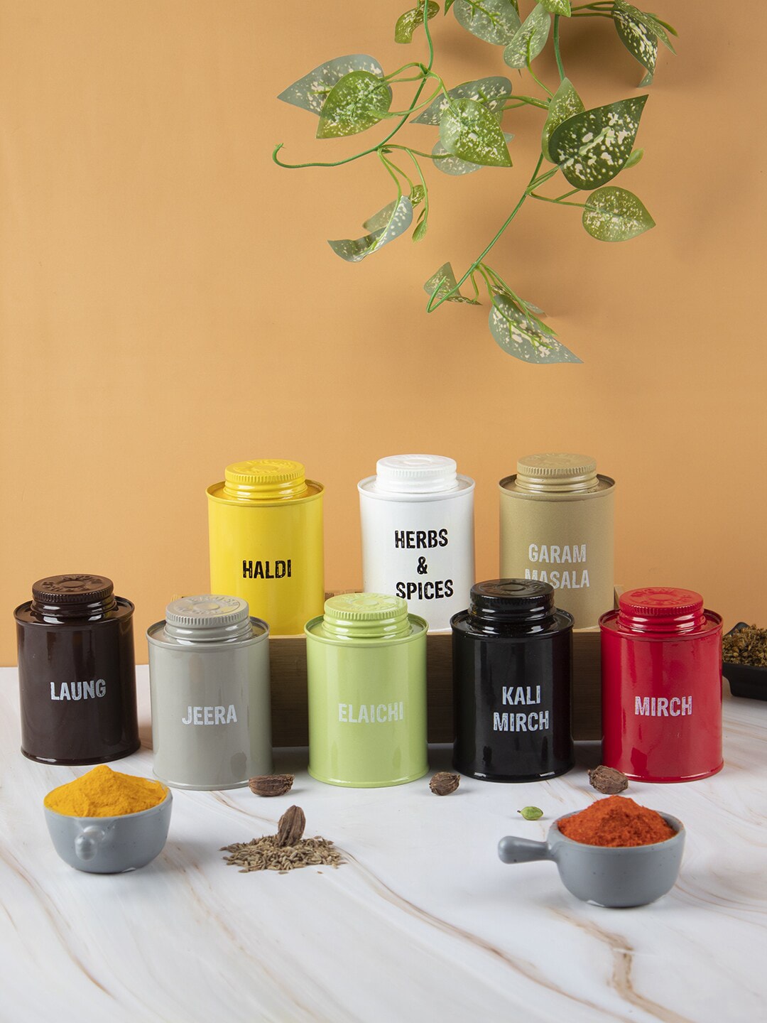 MARKET99 Set Of 8 Assorted Stainless Steel Spice Jars Price in India