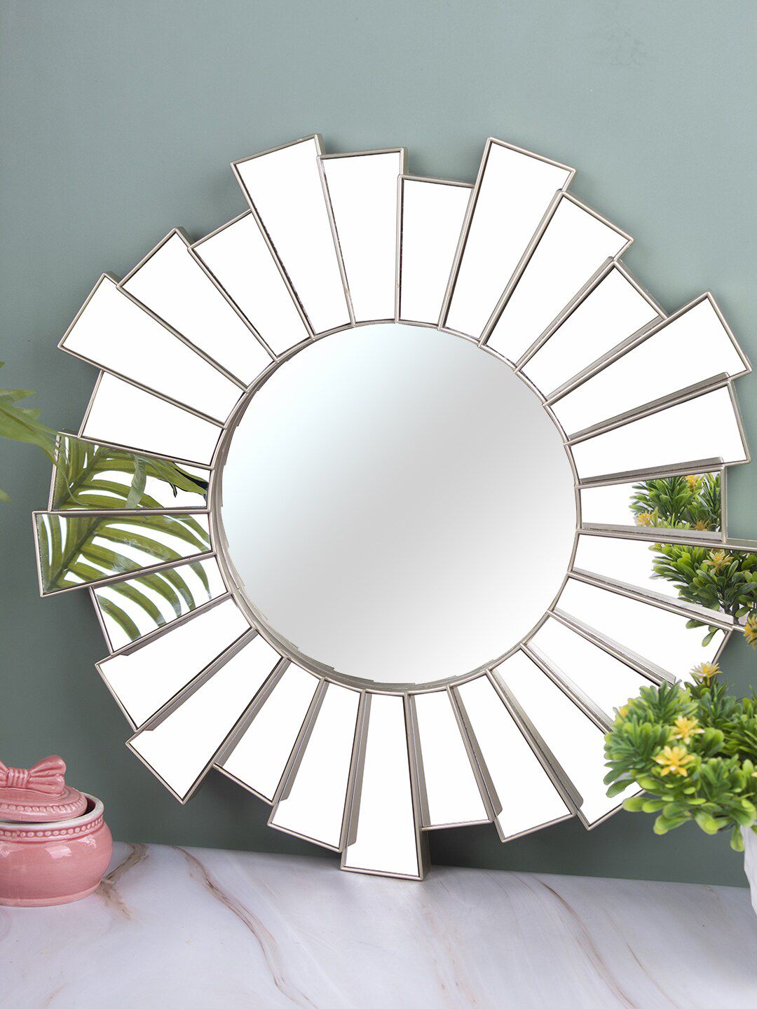 MARKET99 Gold-Toned Round Wall Mirror Price in India