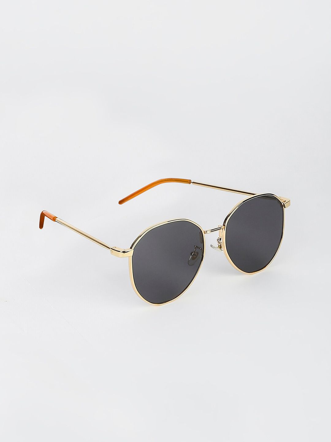 20Dresses Women Black Lens & Gold-Toned Round Sunglasses Price in India