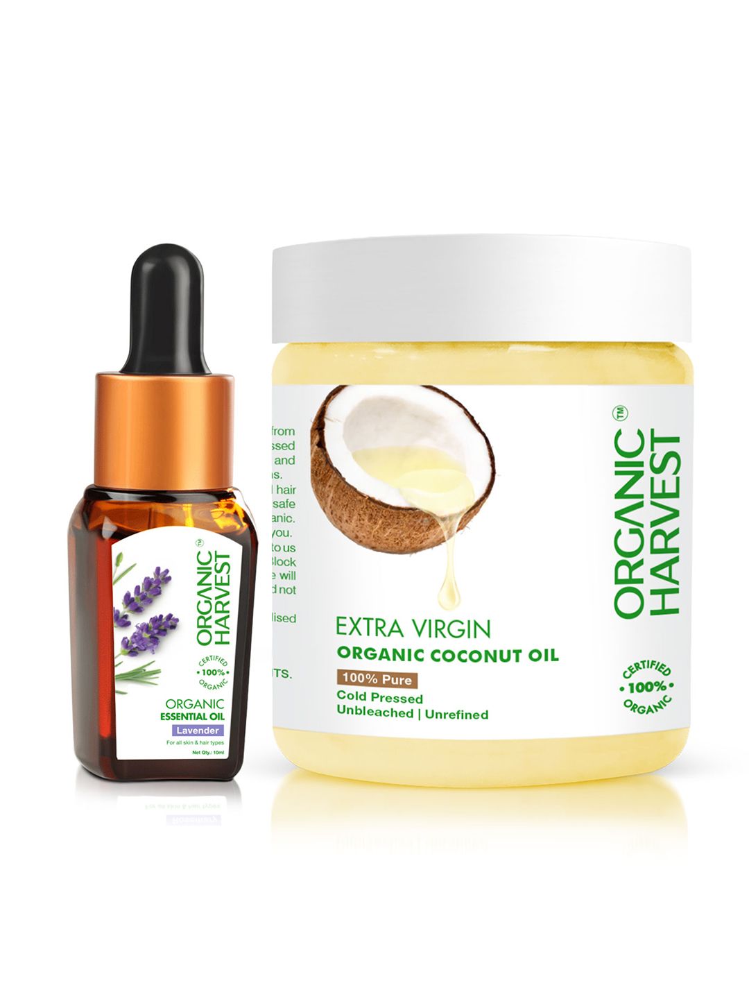 Organic Harvest Set of 100% Cold Pressed Coconut Oil 200ml & Lavender Essential Oil 10ml
