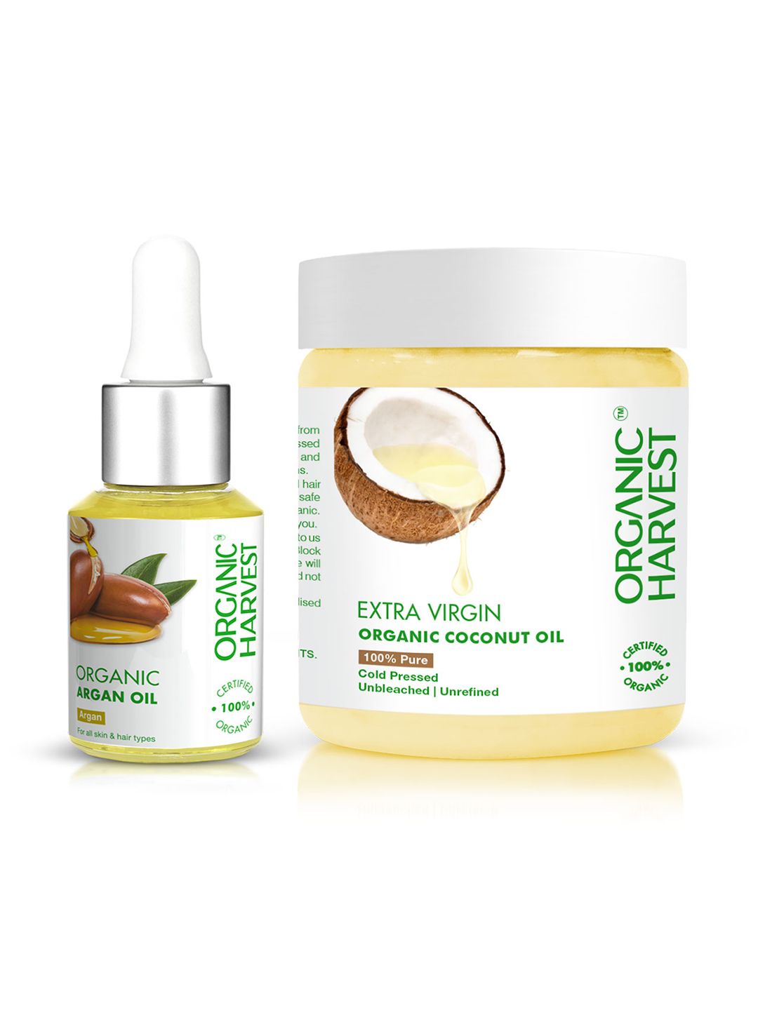 Organic Harvest Set of Organic Cold Pressed Coconut 200 ml & Argan Oil 30 ml