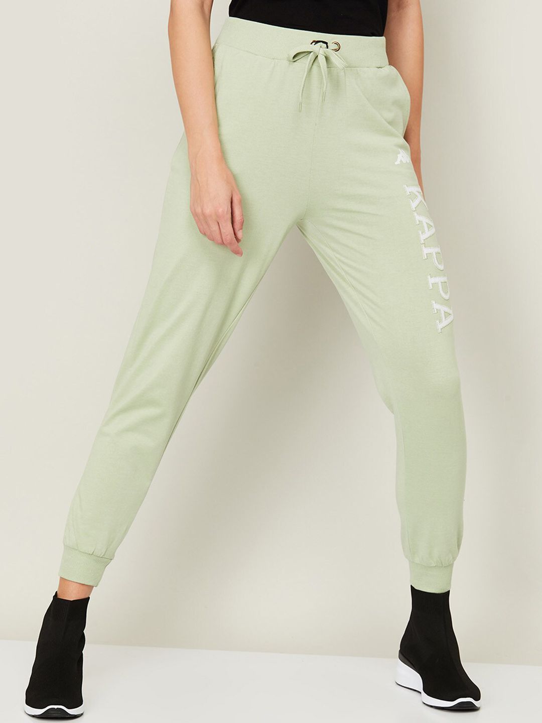 Kappa Women Green Cotton Blend Training or Gym Track Pants Price in India