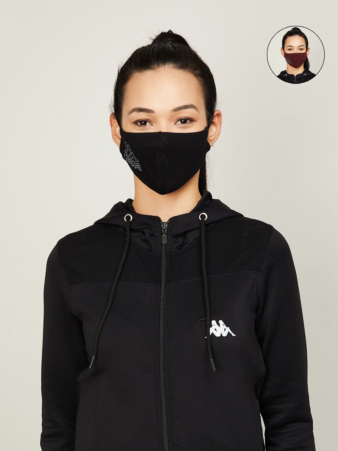 Kappa Women 2 Pcs Black Outdoor Cotton Masks Price in India