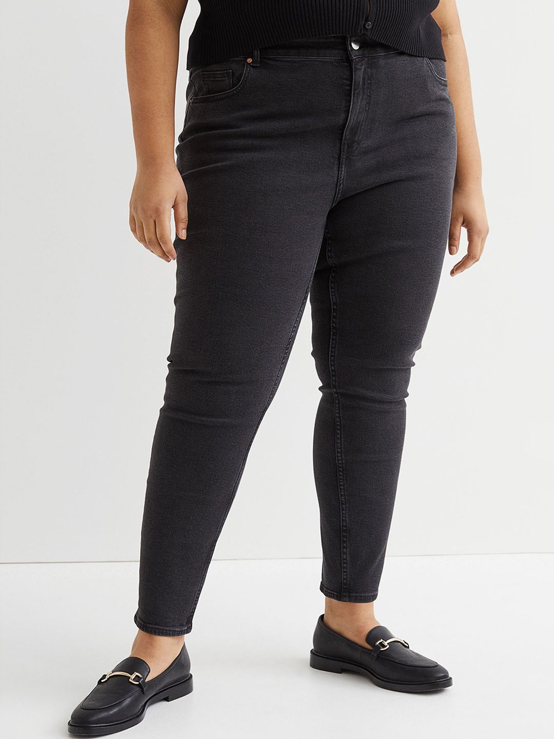 H&M Women Grey H&M+ Skinny Regular Jeans Price in India