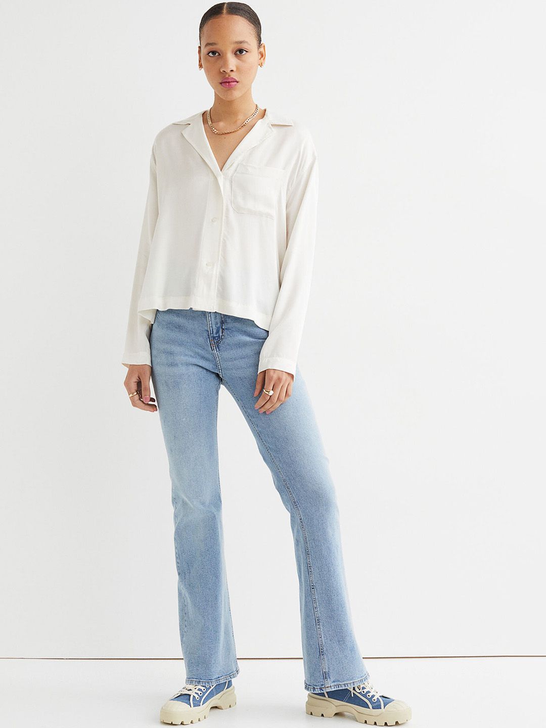 H&M Women Blue Flare High Jeans Price in India