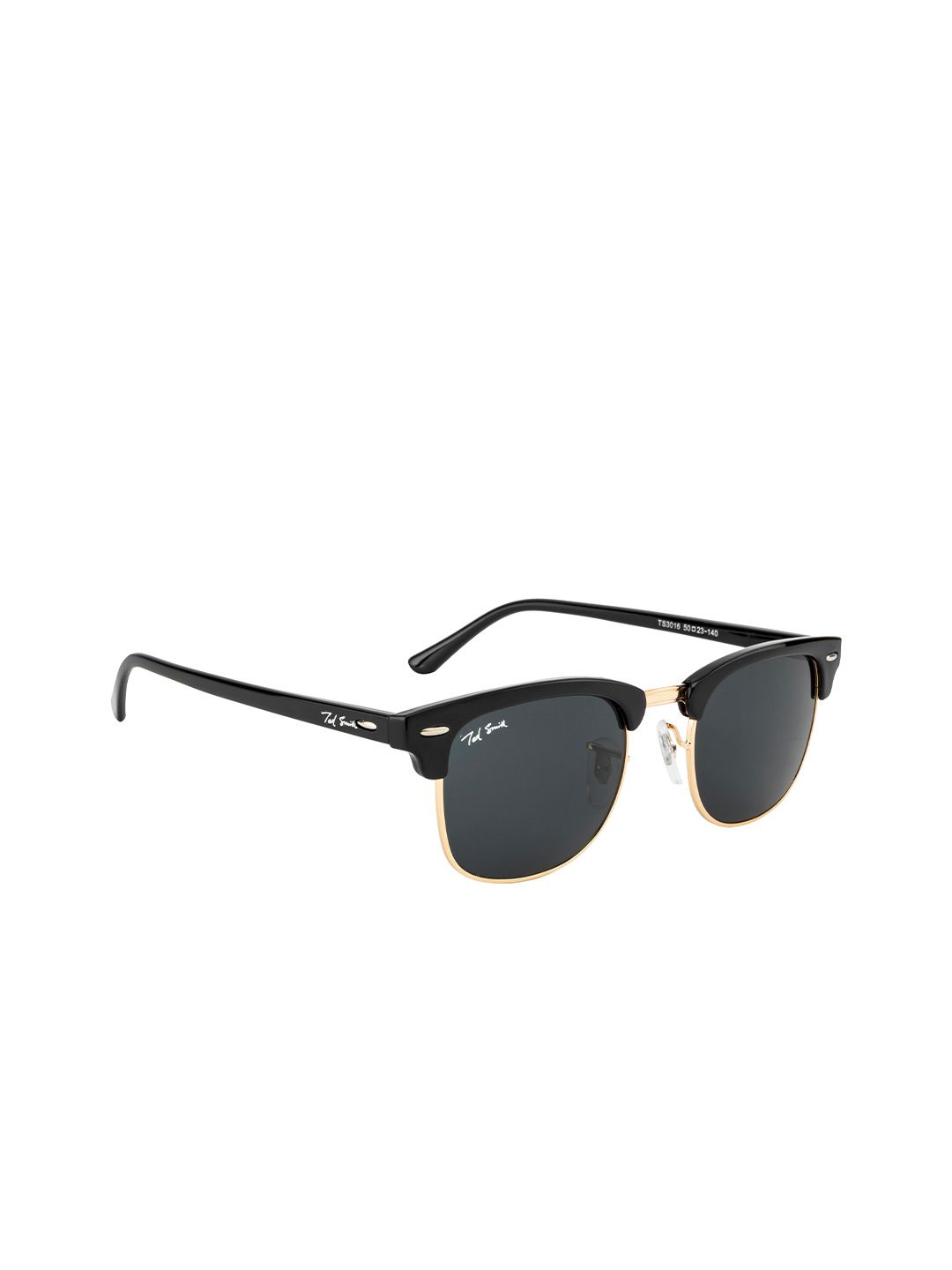 Ted Smith Unisex Grey Lens & Black UV Protected Lens Browline Sunglasses TS3016-BLK/GRY Price in India