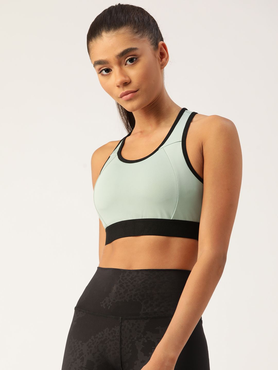 KICA Sea Green High Support Sports Bra With Removable Cups & A Stylish Back Price in India